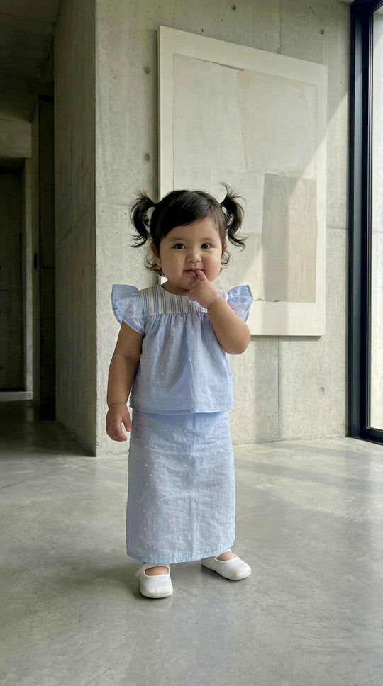 KEKWA Baby's Mini Kurung Set in Cornflower Blue