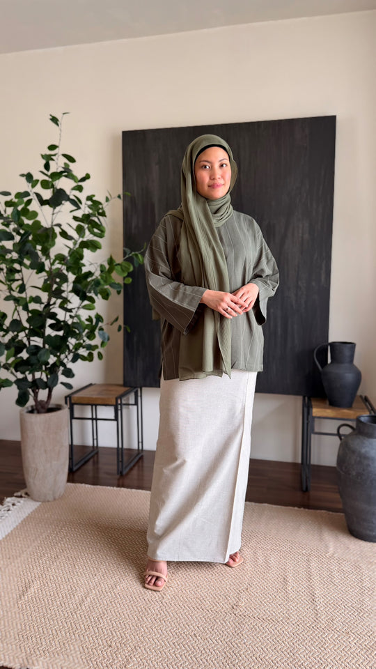 MAIMUNAH Kurung Kedah Set in Olive