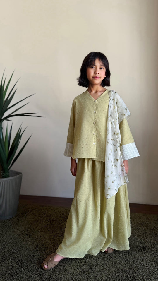 SAMIRA Mini Kurung Set in Dewlight Green