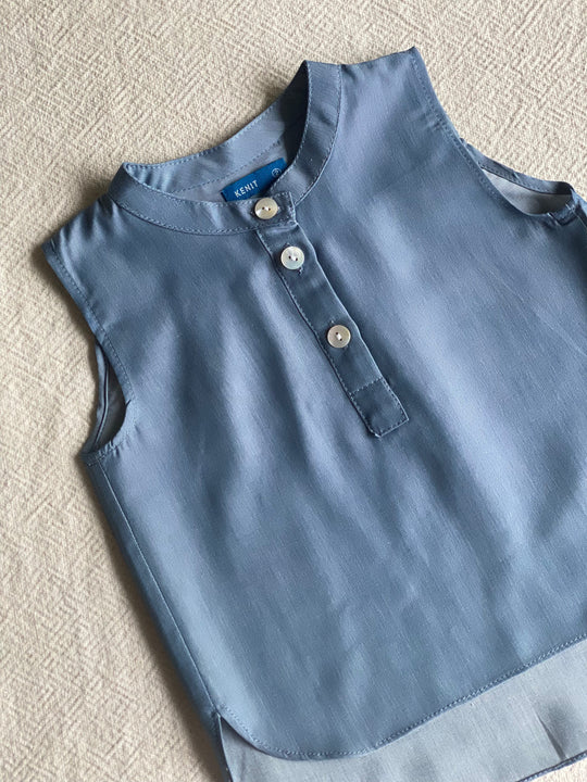 ELLIE Baby’s Sleeveless Blouse in Dusty Blue (Top Only)