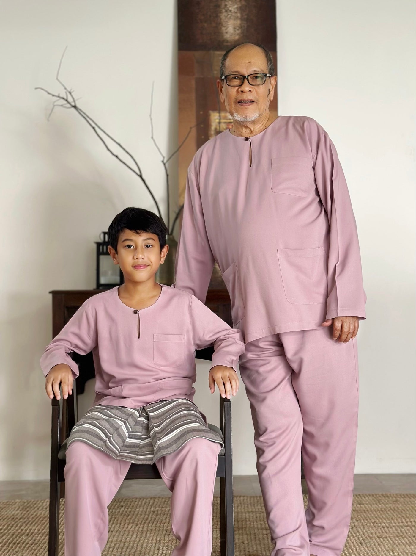 NUH Teluk Belanga Baju Melayu Set in Dusty Lilac