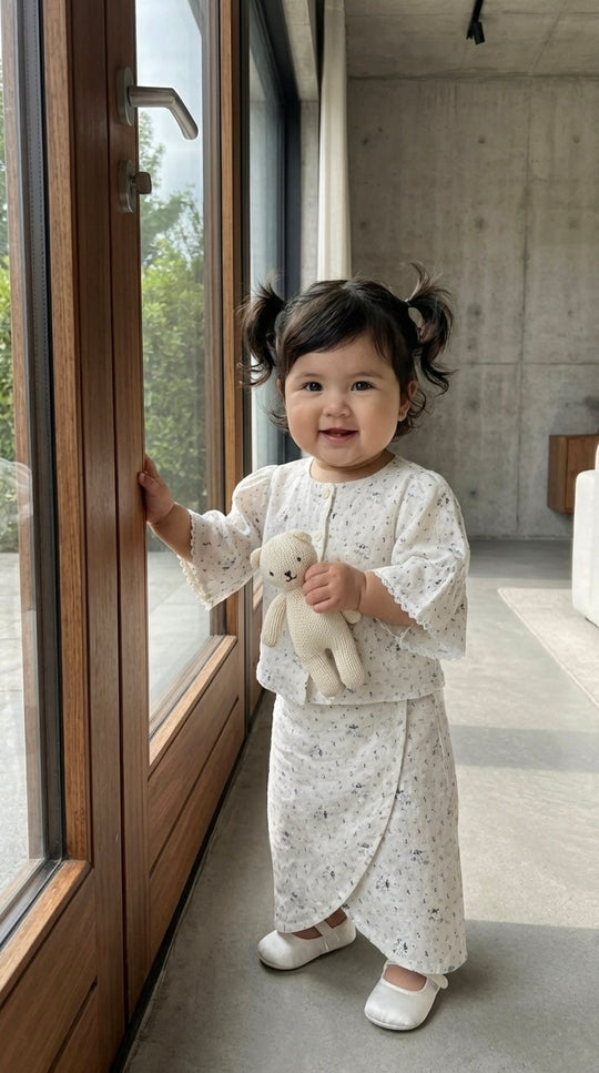 MELUR Baby’s Kebaya Set in Carbon Ditsy