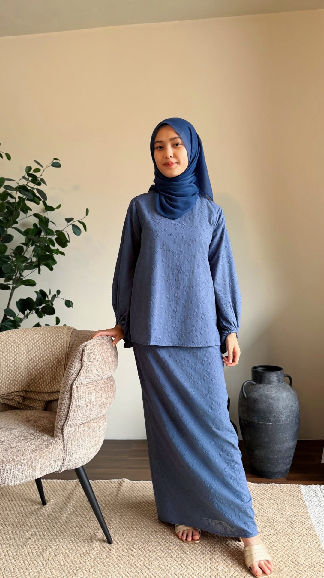 MAYA Modern Kurung Set in Ash Blue