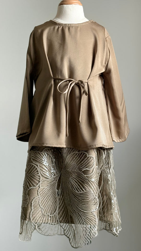 ELENA Blouse & Skirt Set in Gilded Taupe