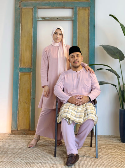 MALIK Teluk Belanga Baju Melayu Set in Dusty Lilac