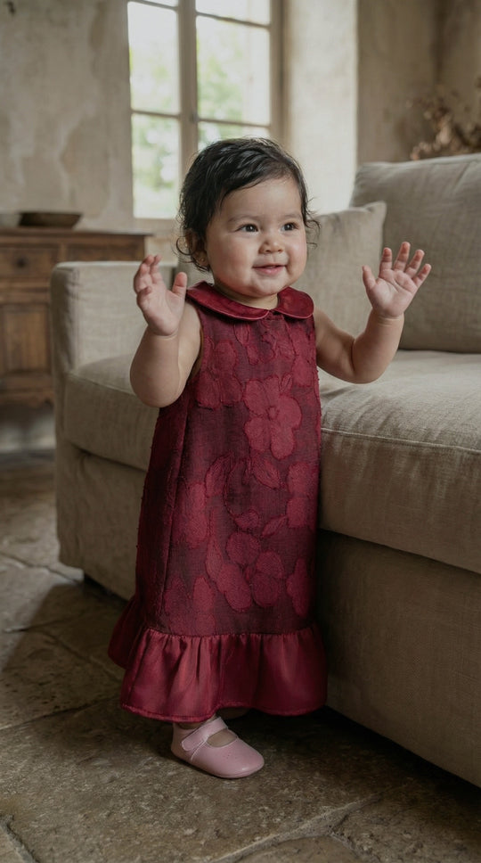 TIA Baby's Dress in Maroon