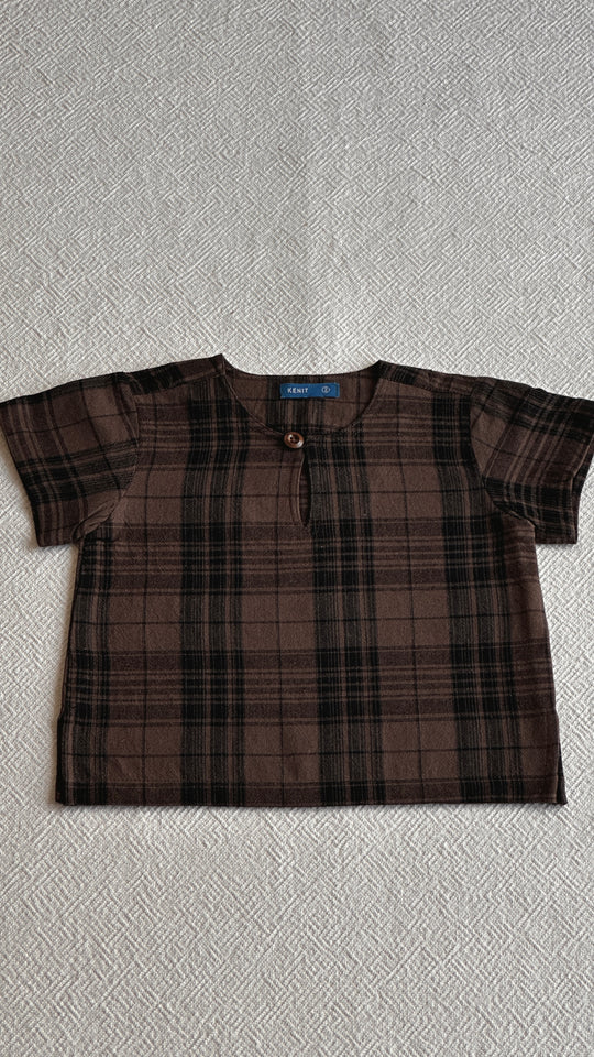 MUDA Baby's Teluk Belanga Kurta in Espresso Plaid