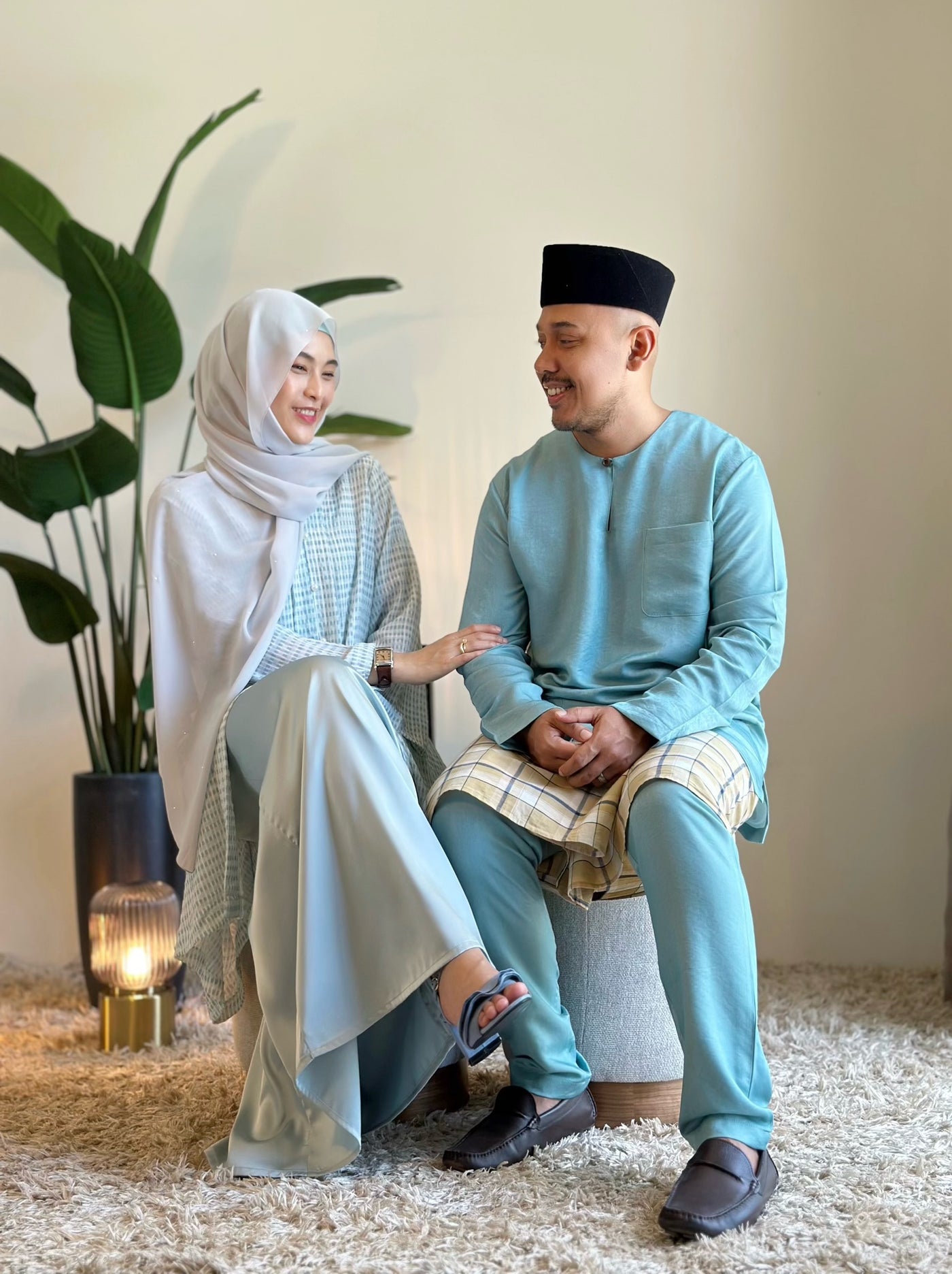 LAILA Long Kebaya Set in Icy Mist