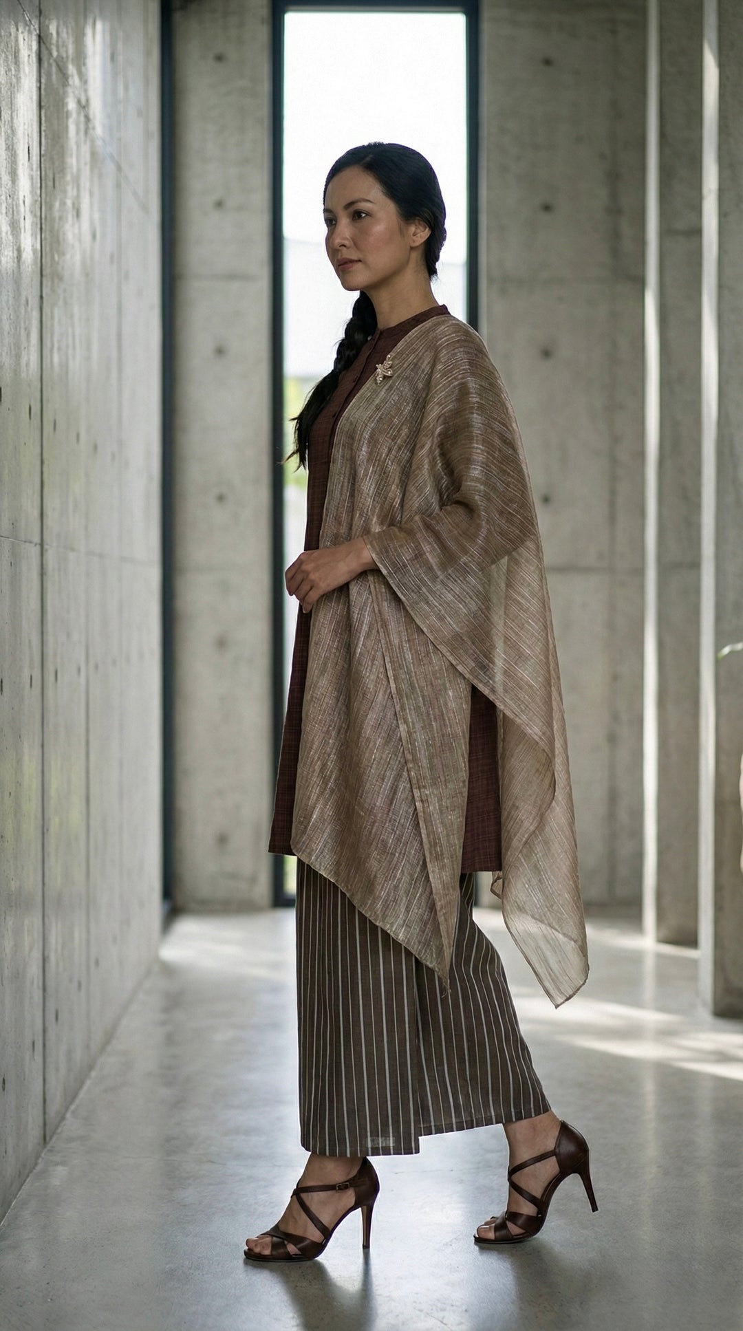 DAYANG Riau Kurung Set in Brown Gingham