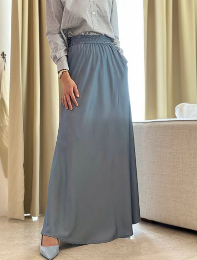 EDEN Flared Maxi Skirt in Dusty Blue