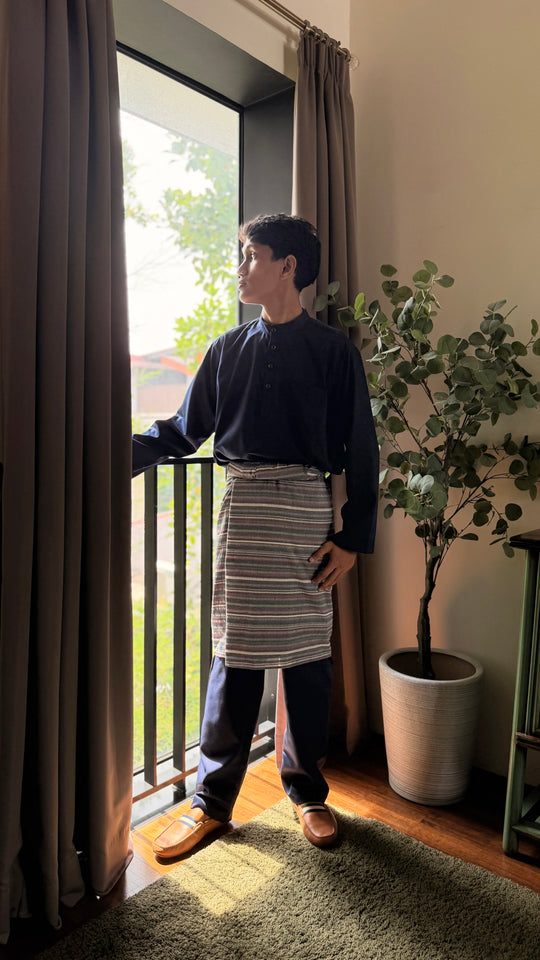 ARJUNA Baju Melayu Cekak Musang in Midnight Blue