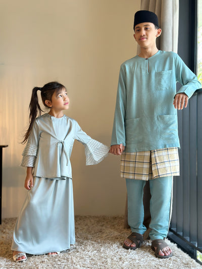 IRIS Tie-Waist Kurung Set in Icy Mist