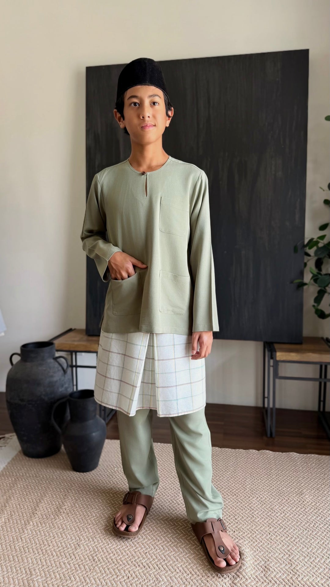 JEBAT Baju Melayu Teluk Belanga in Sage