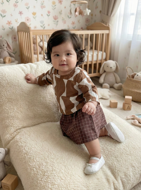 ORKED Baby’s Modern Kurung Set in Cocoa