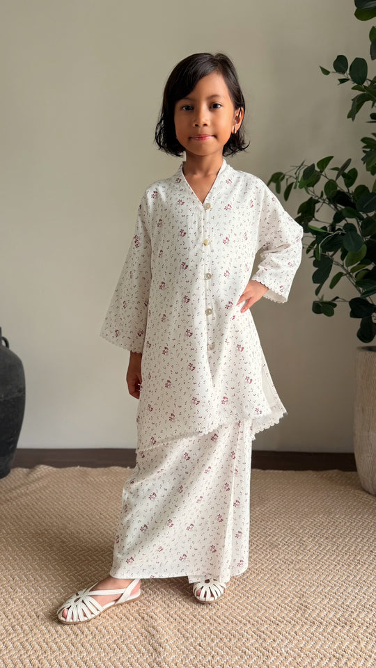 MAYANG Long Kebarung Set in Merlot Ditsy