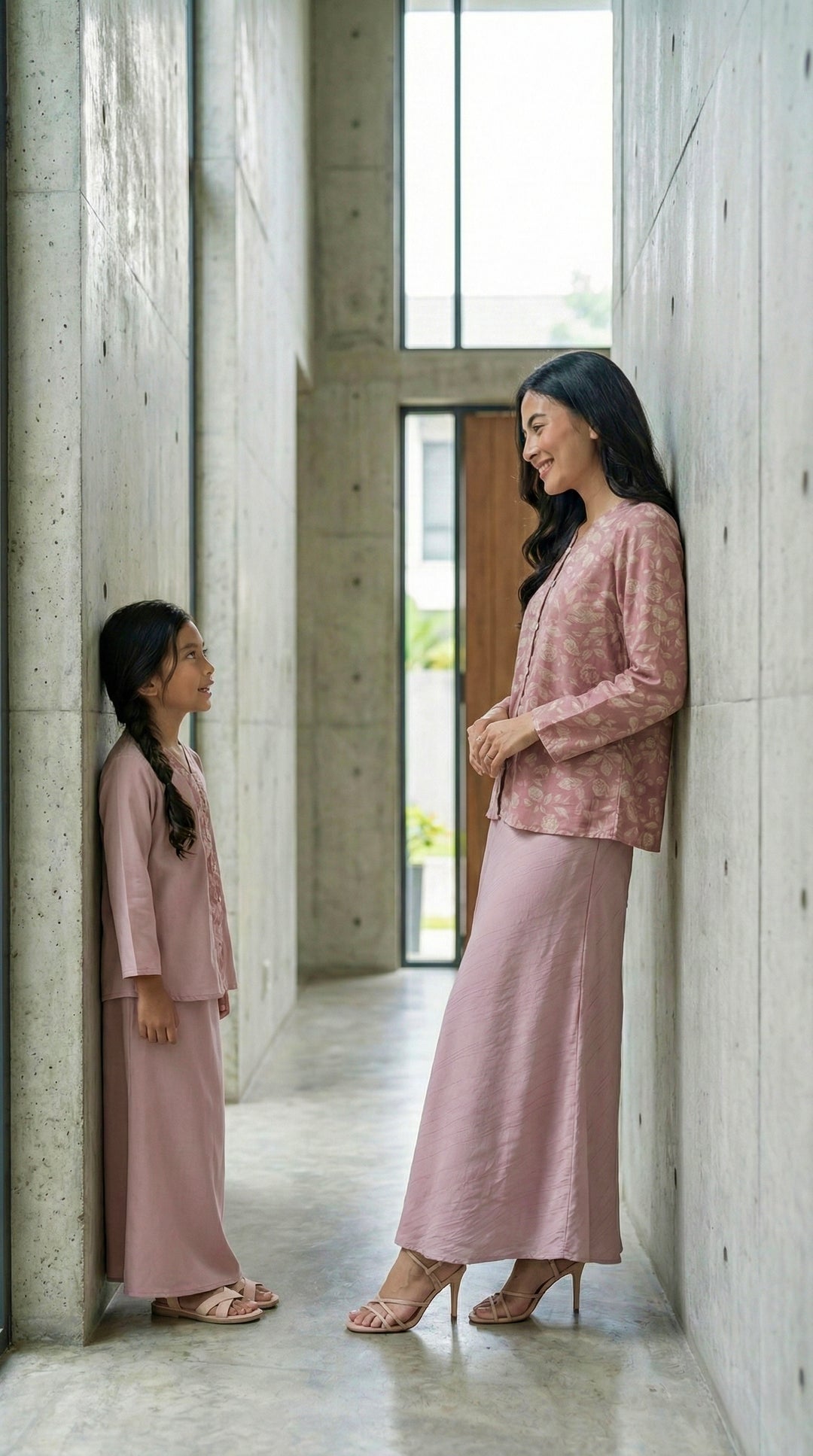 CAHAYA Modern Mini Kurung Set in Antique Blush