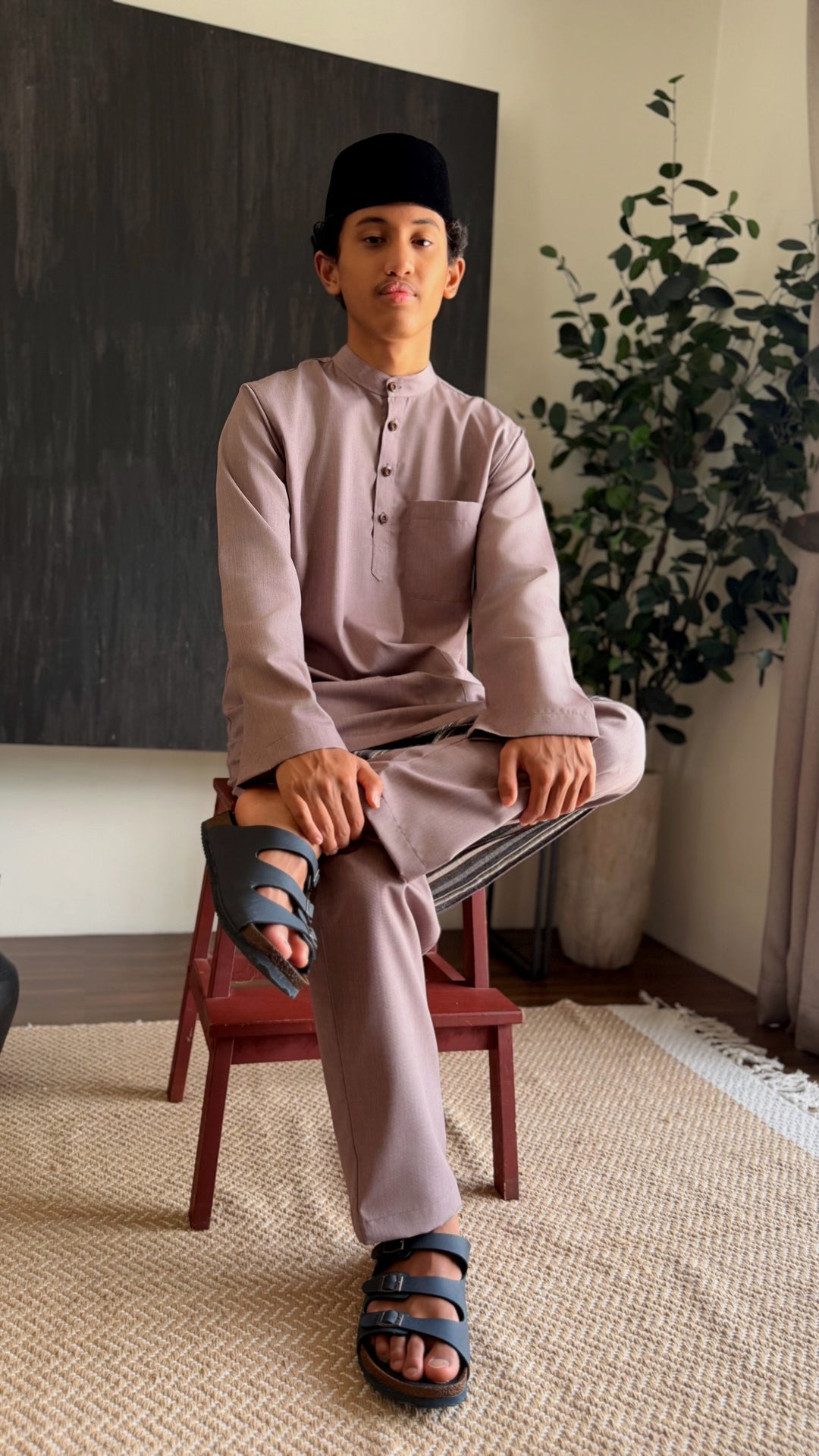 ARJUNA Baju Melayu Cekak Musang in Desert Blush