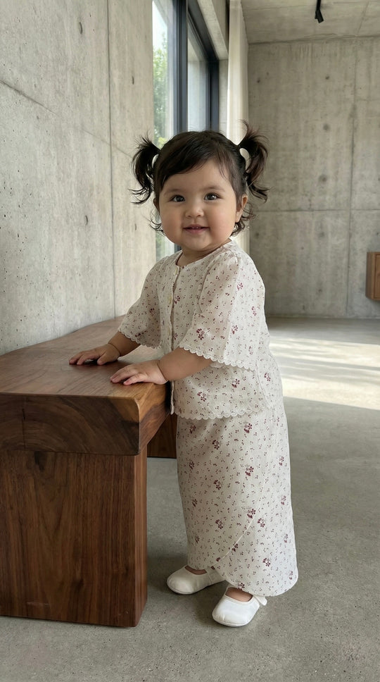 MELUR Baby’s Kebaya Set in Merlot Ditsy