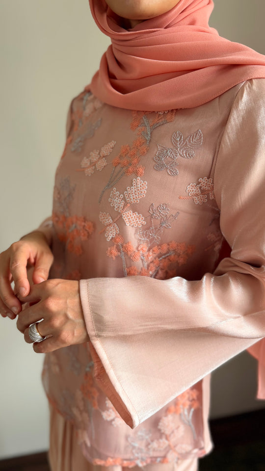 KEMBOJA Modern Kurung Set in Blush Peach