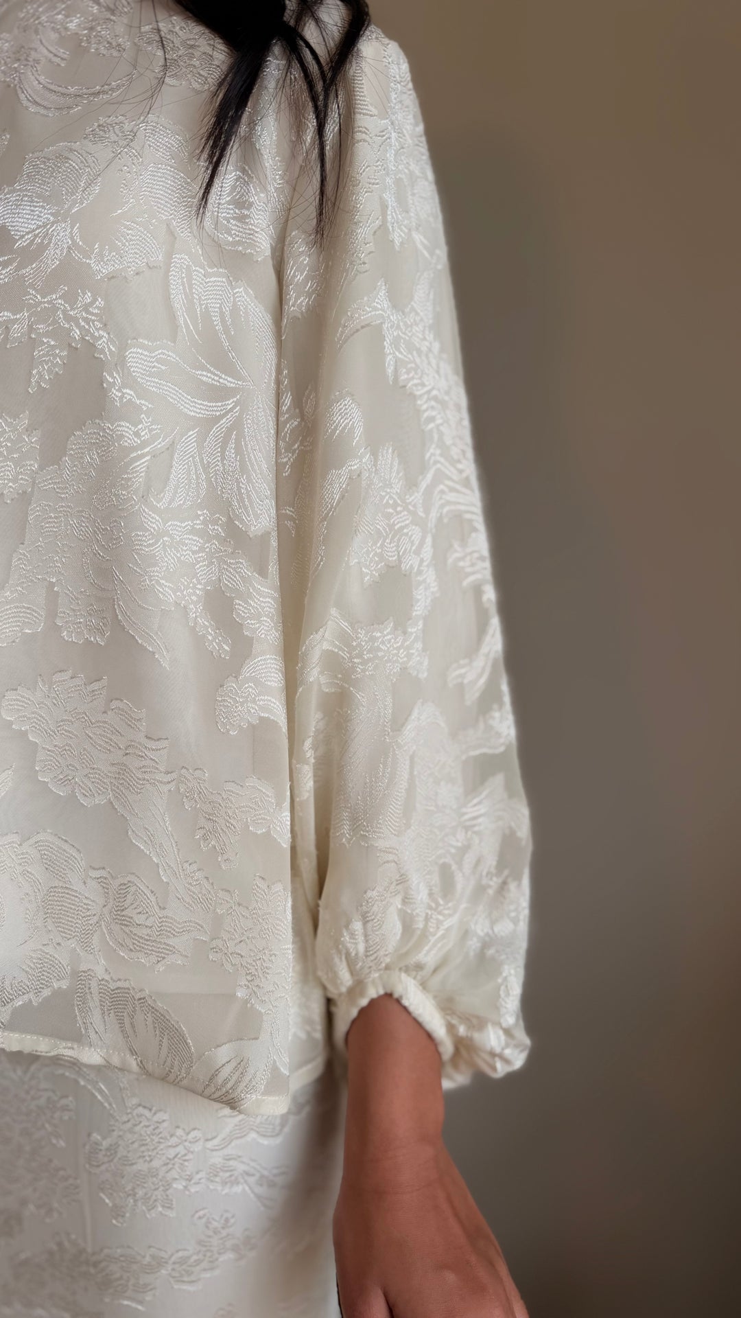 HANA Modern Kurung Set in Silky Ivory