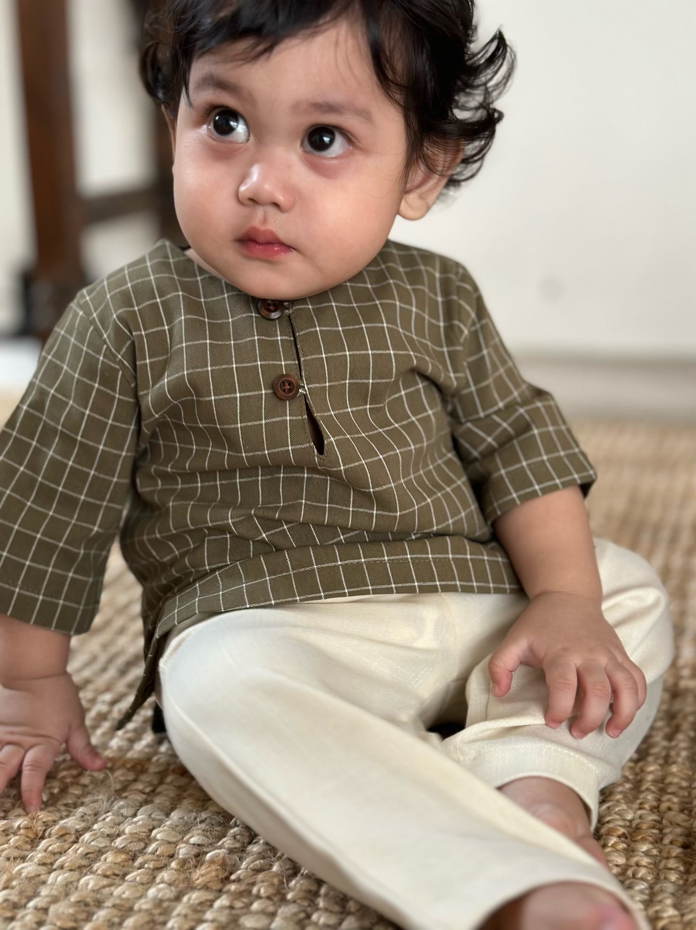 TENANG Unisex Baby’s Kurta in Olive