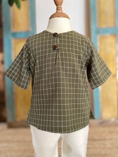 TENANG Unisex Baby’s Kurta in Olive