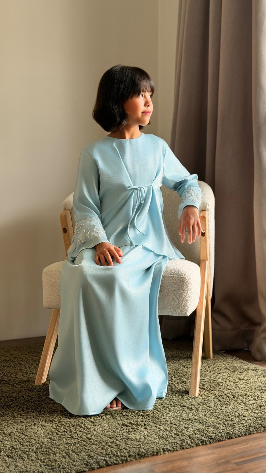 MEKAR Modern Kurung Set in Gilded Ice Blue