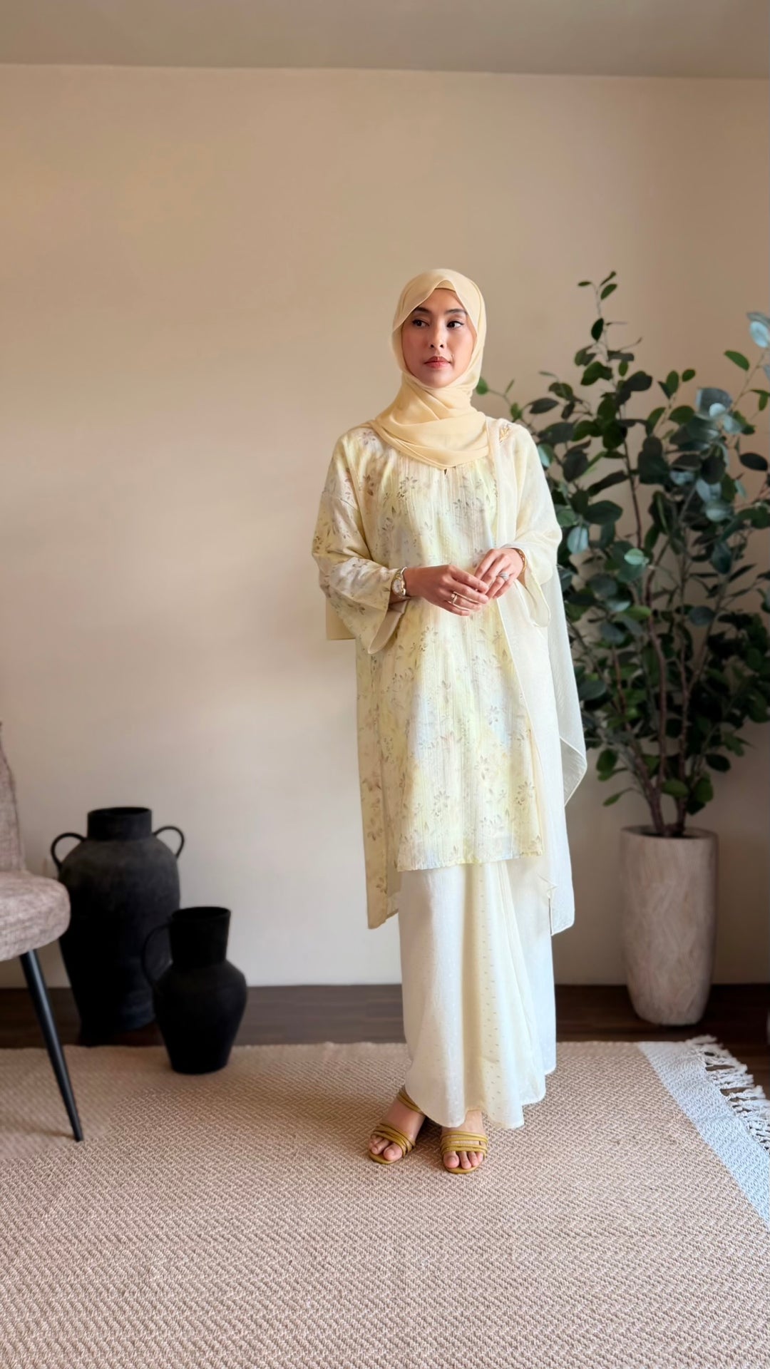 TANJUNG Long Kurung Set in Lemon Blossom