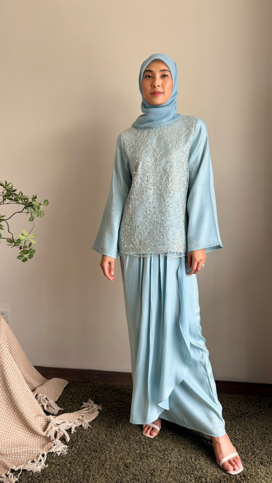 KEMBOJA Modern Kurung Set in Gilded Ice Blue