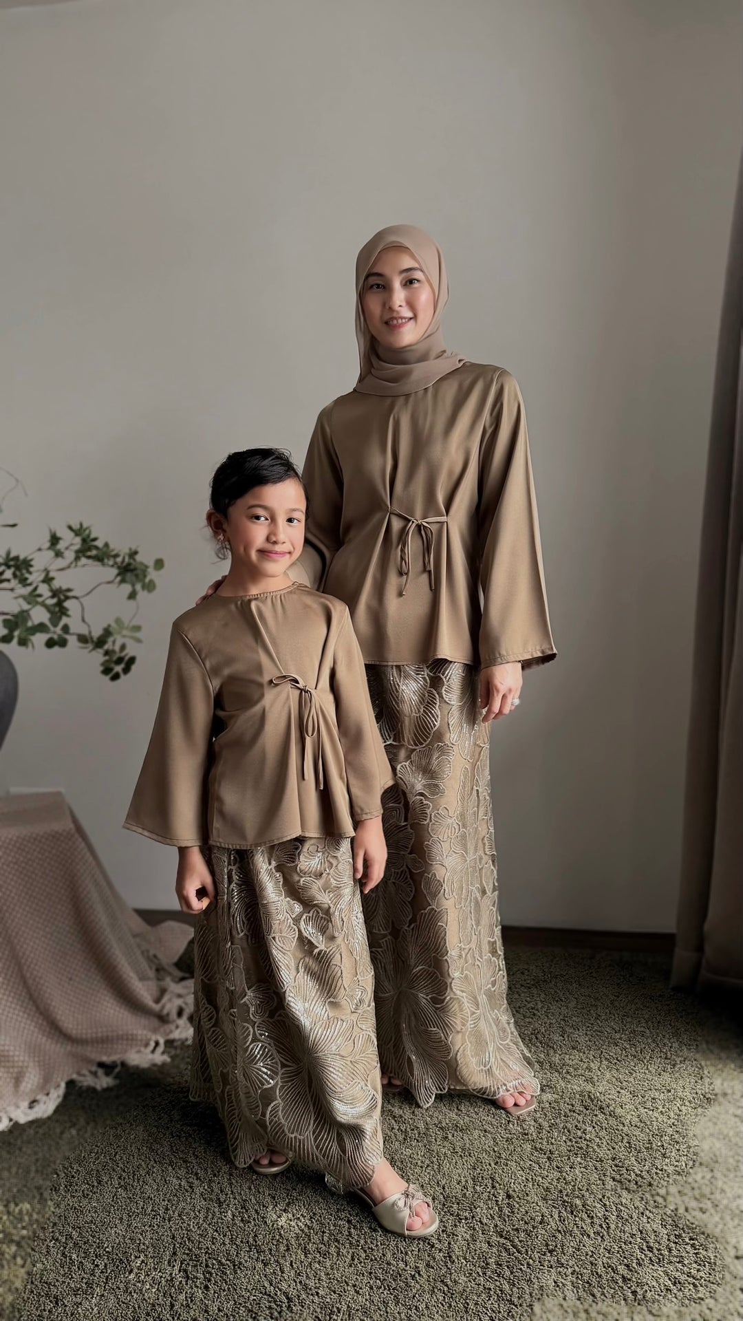 ELENA Blouse & Skirt Set in Gilded Taupe