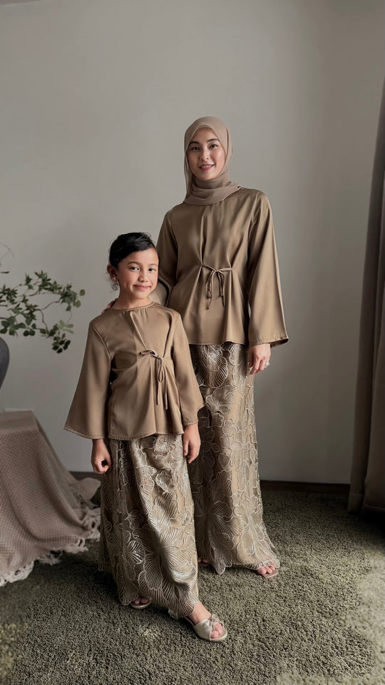 ELENA Blouse & Skirt Set in Gilded Taupe