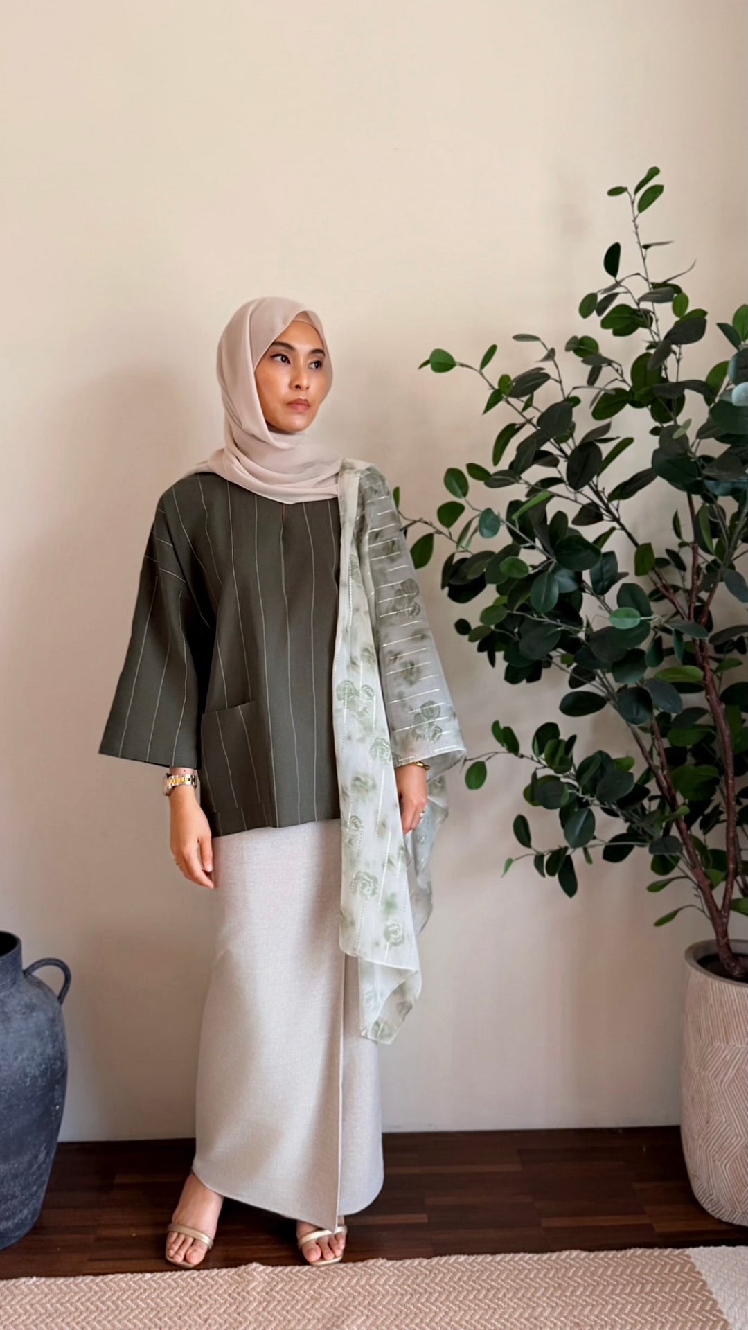 MAIMUNAH Kurung Kedah Set in Olive