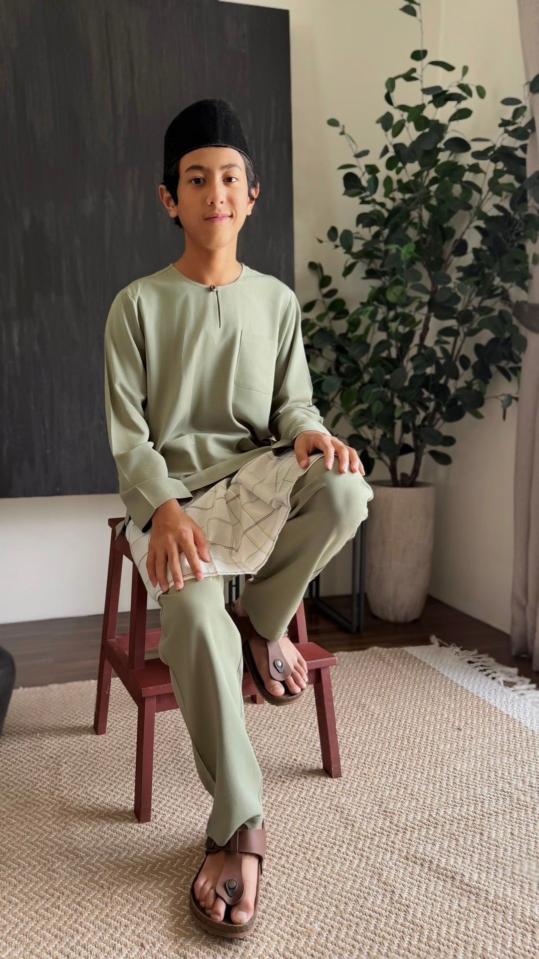 JEBAT Baju Melayu Teluk Belanga in Sage