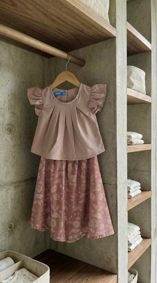 KUNTUM Baby’s Mini Kurung Set in Antique Blush