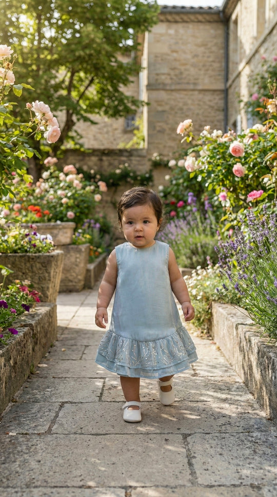 LILI Baby's Dress in Gilded Ice Blue