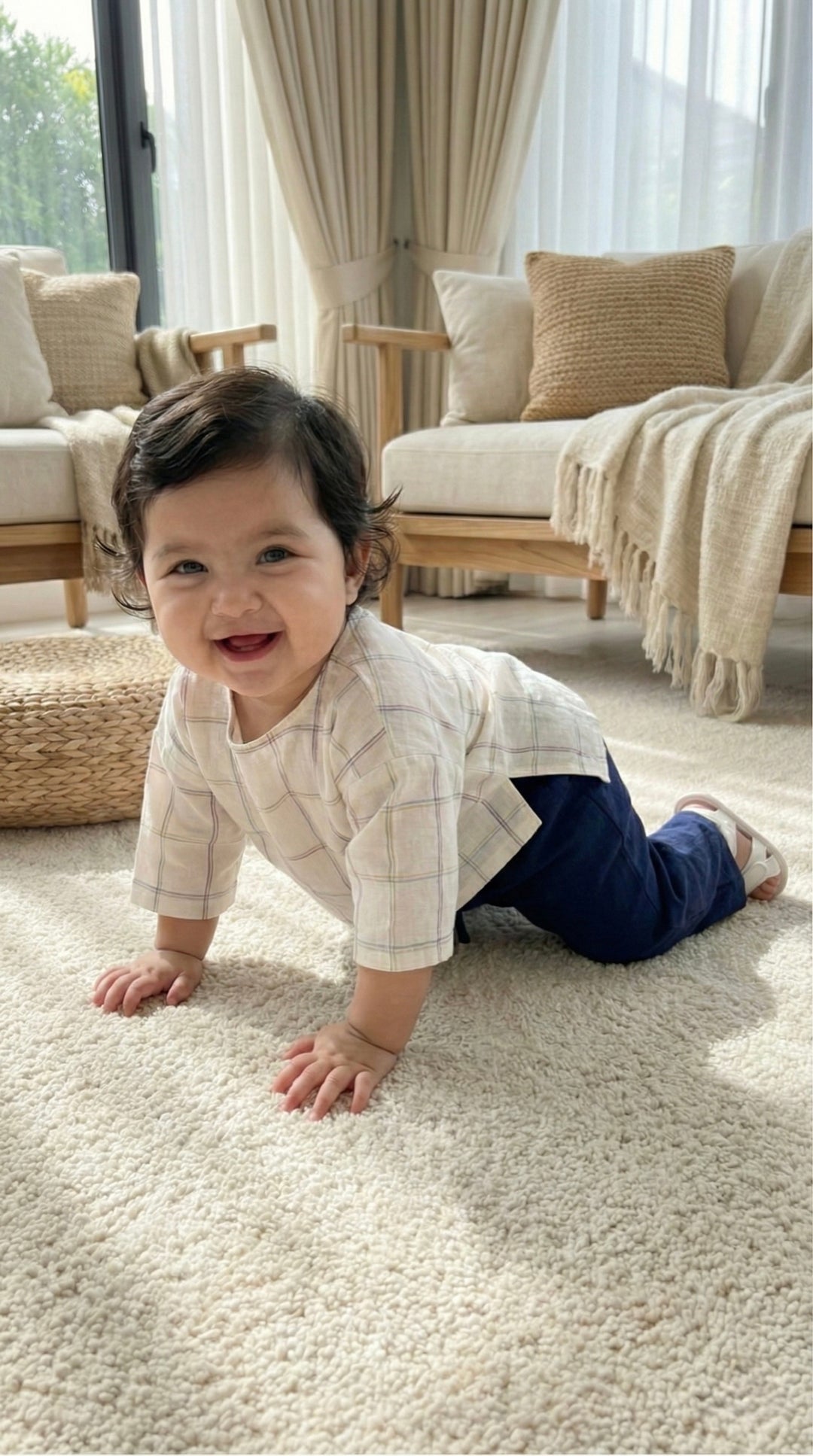 KENANGA Blouse & Pants Set in Pastel Grid