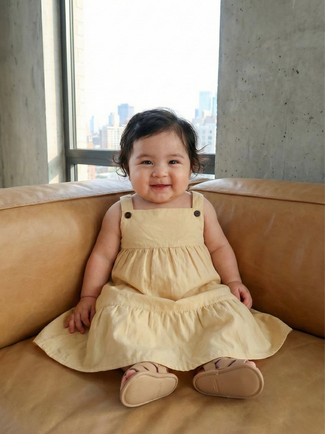 SUMMER Overall Flounce Dress in Parmesan