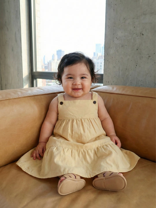 SUMMER Overall Flounce Dress in Parmesan