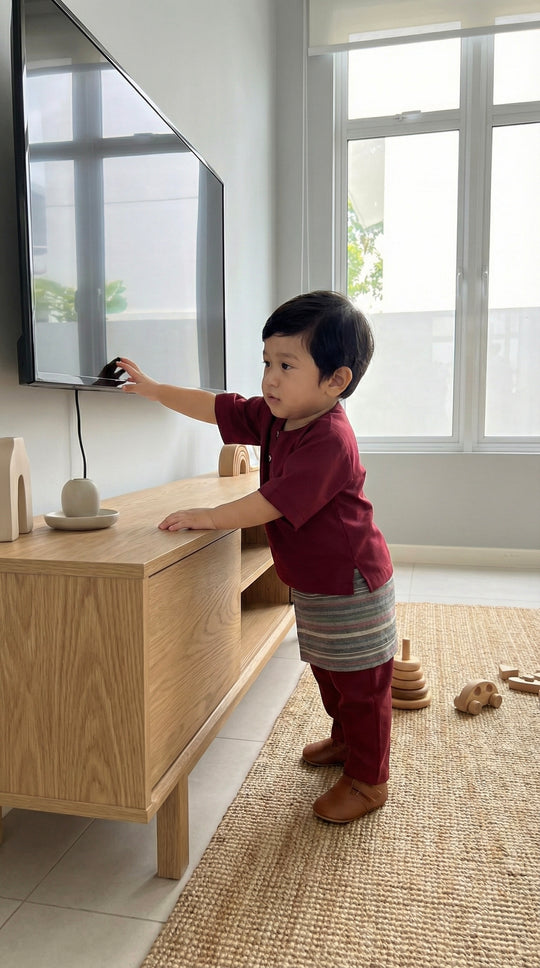 QAID Baby’s Teluk Belanga Baju Melayu Set in Maroon
