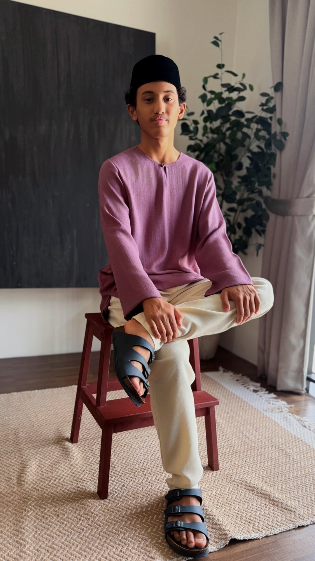 TUALANG Teluk Belanga Kurta in Old Plum