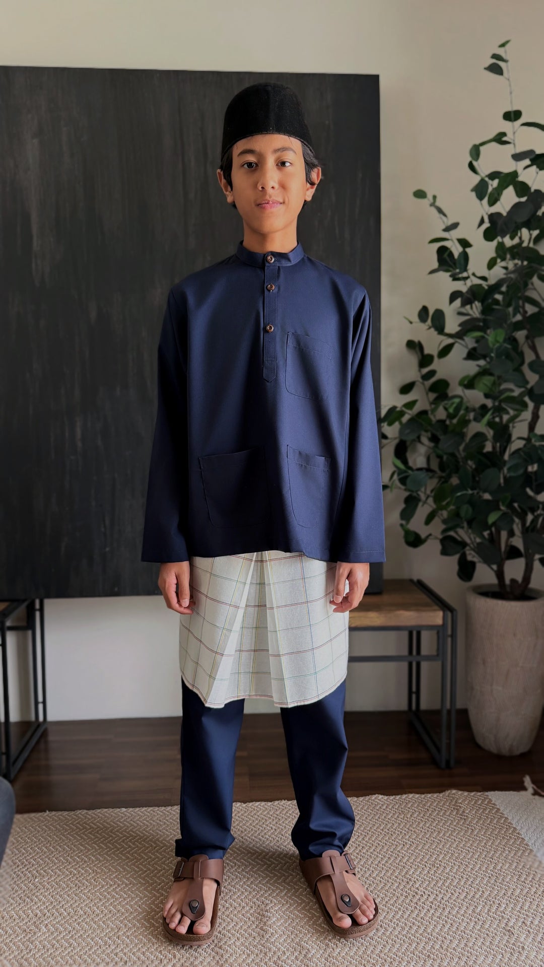 ANDIKA Baju Melayu Cekak Musang Set in Midnight Blue