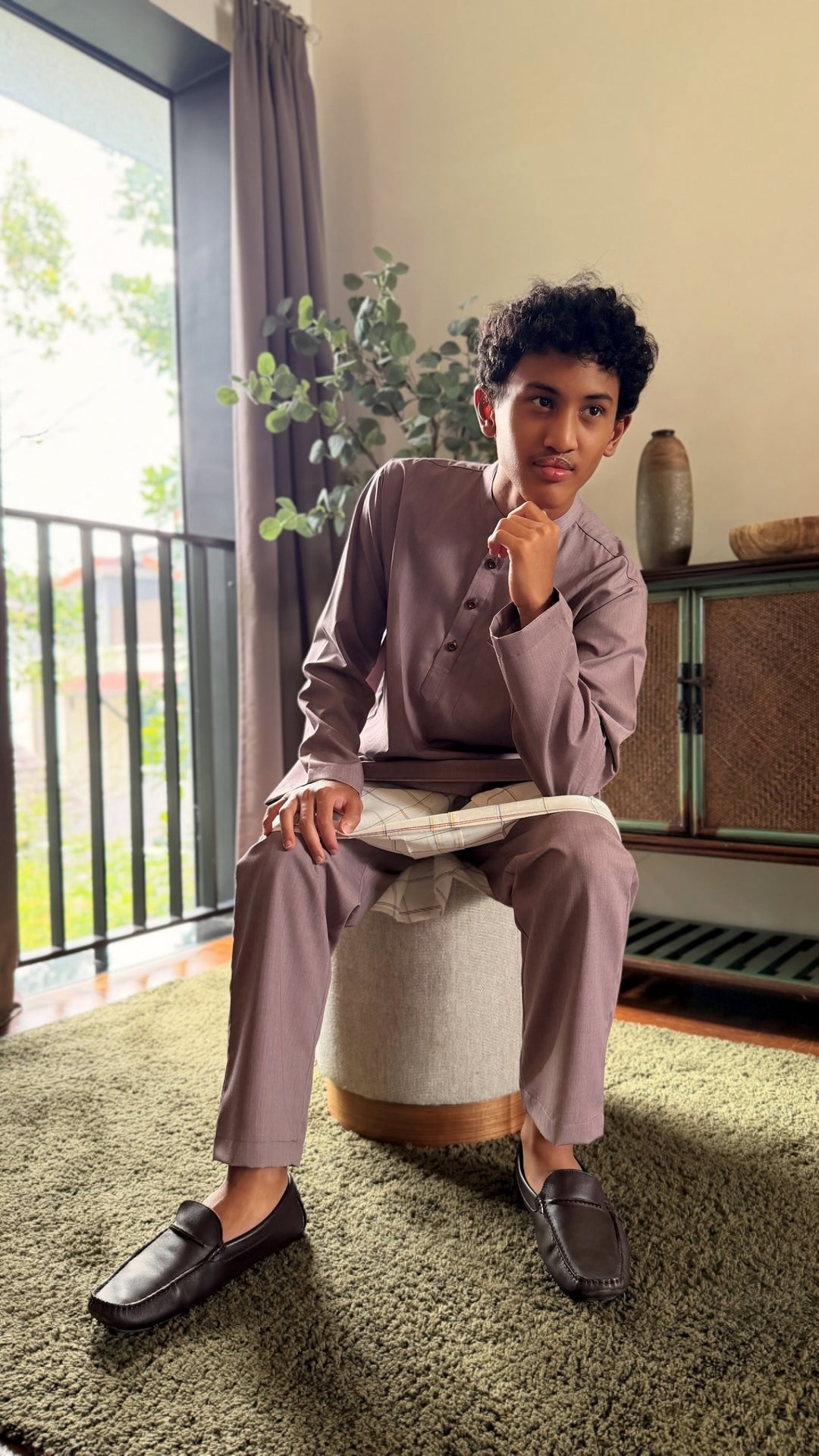 ARJUNA Baju Melayu Cekak Musang in Desert Blush