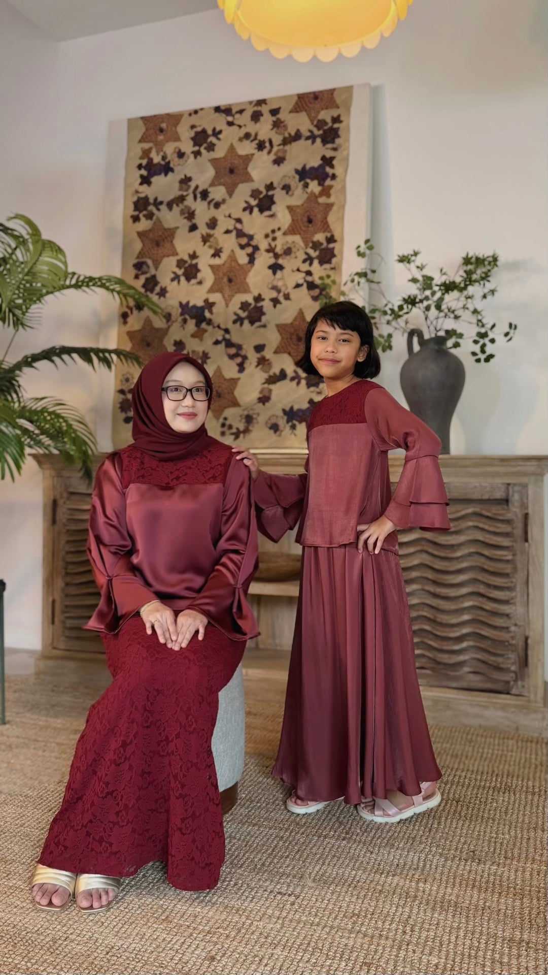 DIYA Modern Kurung Set in Rosewood