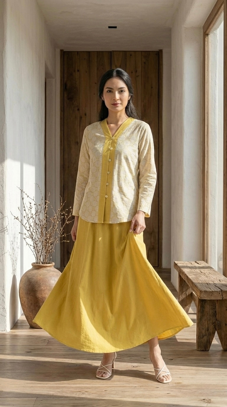 KEJORA Modern Mini Kurung Set in Daffodil