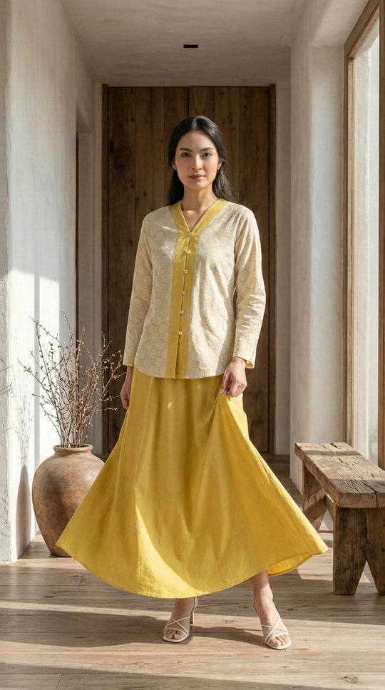 KEJORA Modern Mini Kurung Set in Daffodil