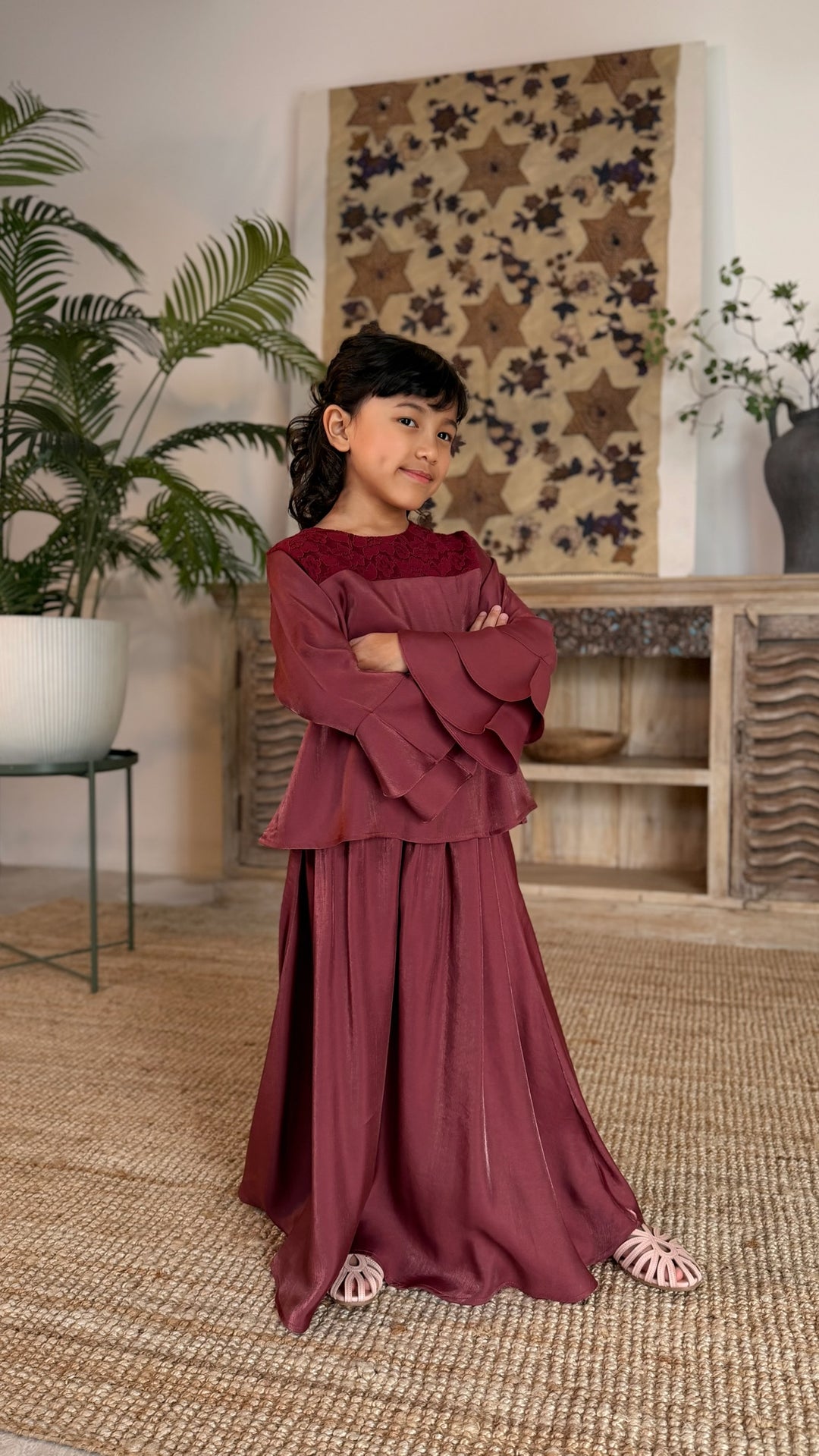 DIYA Modern Kurung Set in Rosewood