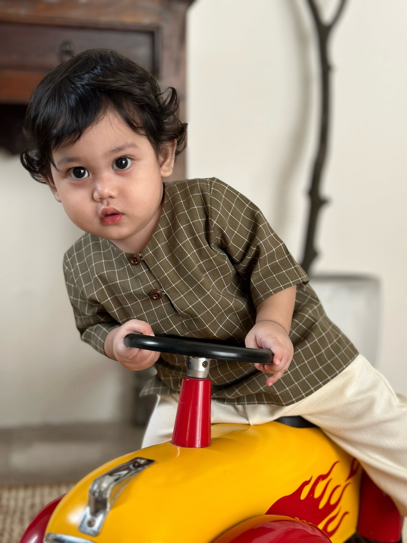 TENANG Unisex Baby’s Kurta in Olive