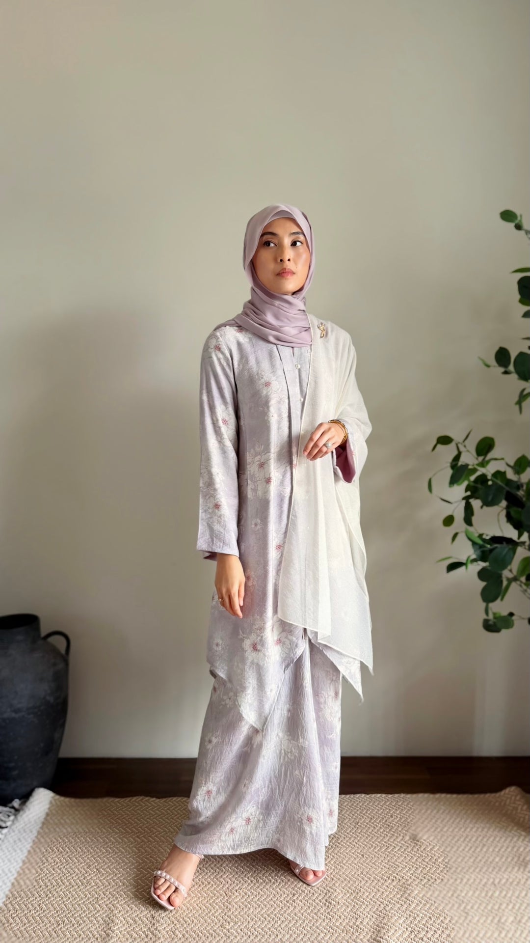 RATU Long Kebaya Set in Misty Thistle