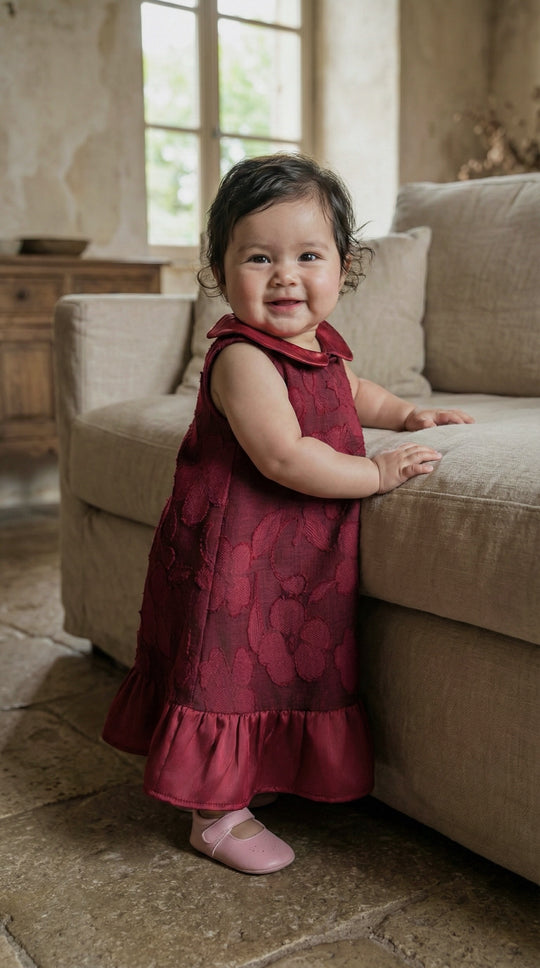 TIA Baby's Dress in Maroon