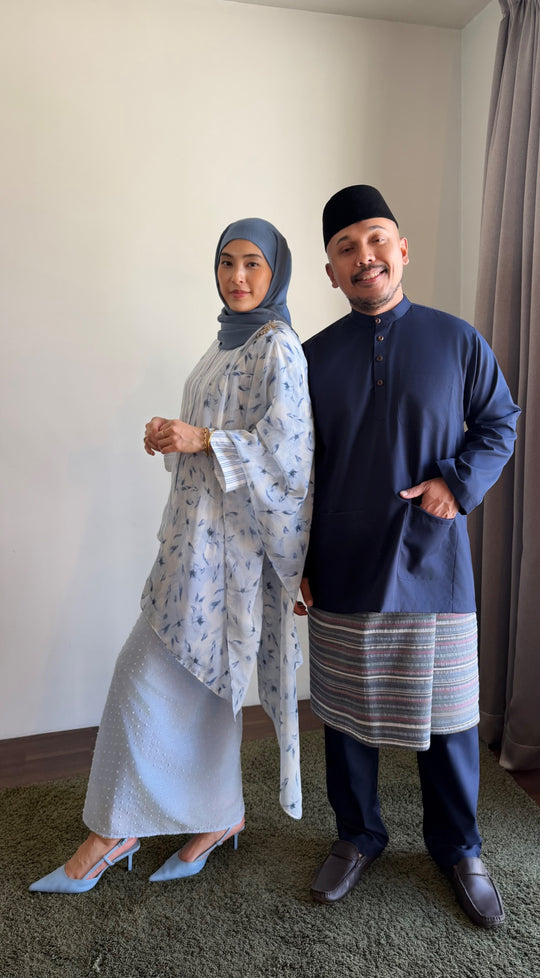 CEMARA Short Kebaya Set in Cornflower Blue